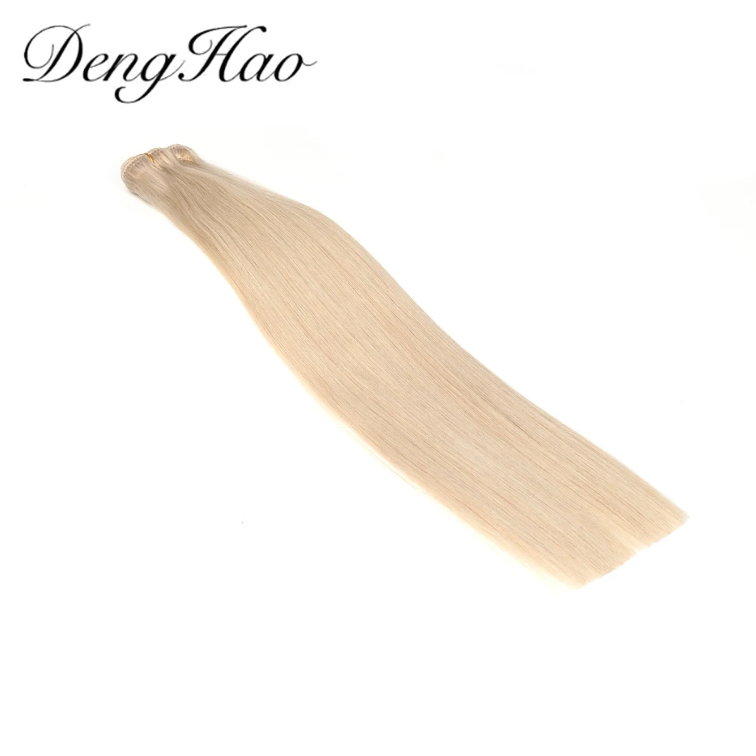 Hand Tied Weft Hair Extensions European/Brazilian Hair Blonde Human Hair