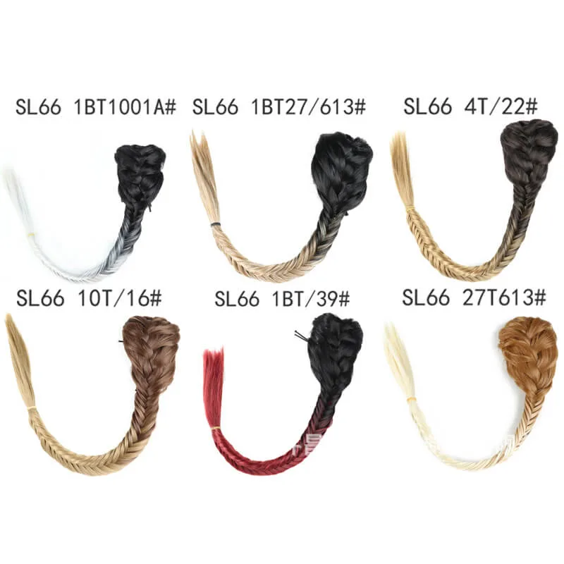 Synthetic Braid Hair Ponytail Clip in Braided Hair Extensions Fish Bone Braiding Hair Pony Tail