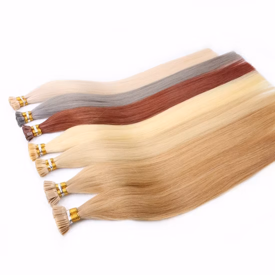 Extensión de cabello de punta plana de queratina IVU de extremo grueso preadherido de cabello Remy humano sin procesar al por mayor